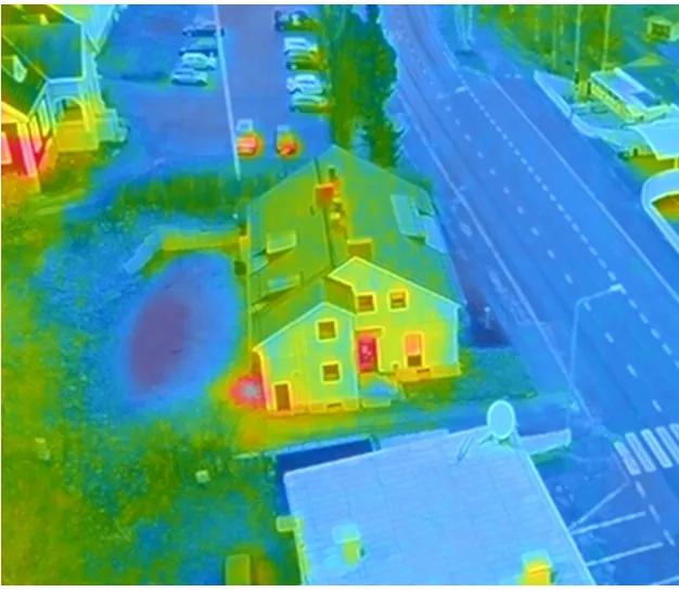 Lämpövuotojen etsintä dronella